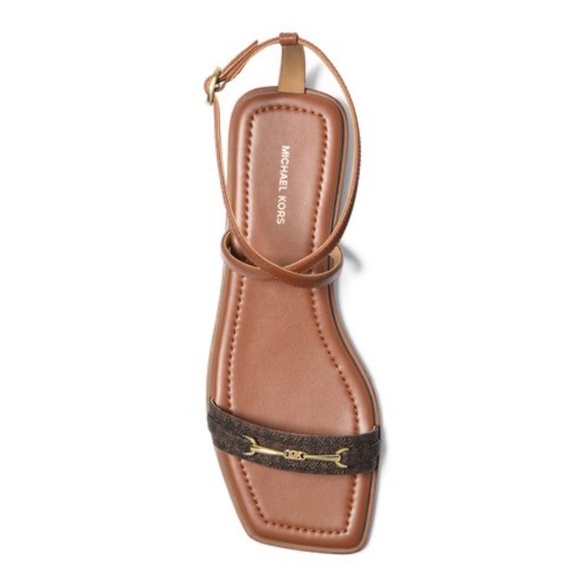 New Michael Kors Women's Lena Flats Sandals Brown/Luggage - Picture 3 of 3